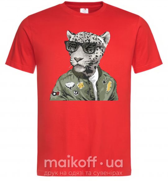 Мужская футболка Леопард папа Красный фото