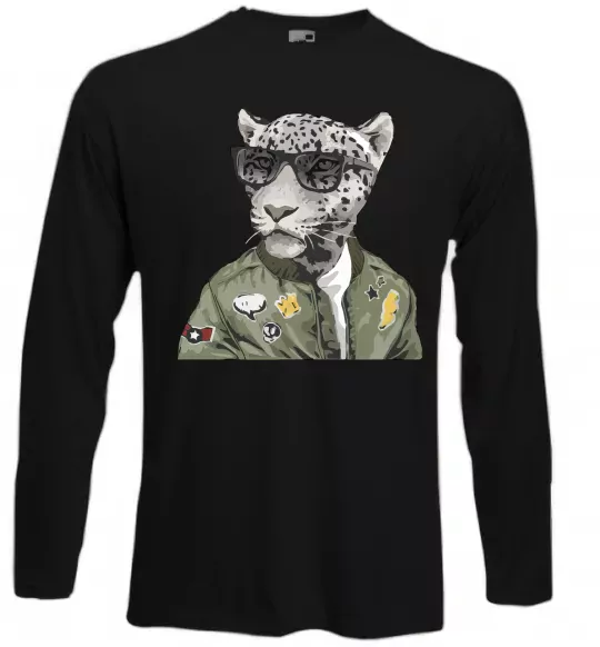 Лонгслив Леопард папа Черный фото