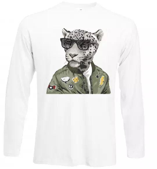 Лонгслив Леопард папа Белый фото