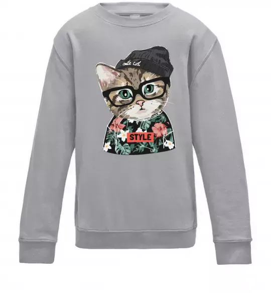 Дитячий світшот Леопард ребенок Сірий меланж фото