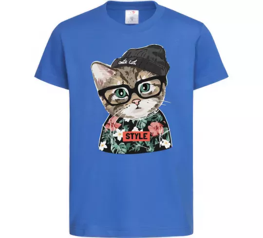 Детская футболка Леопард ребенок Ярко-синий фото