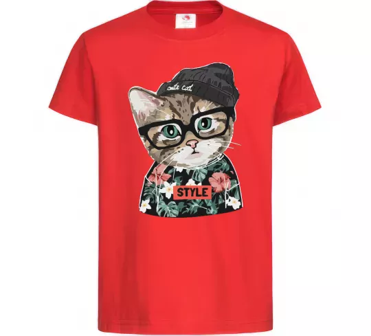 Детская футболка Леопард ребенок Красный фото