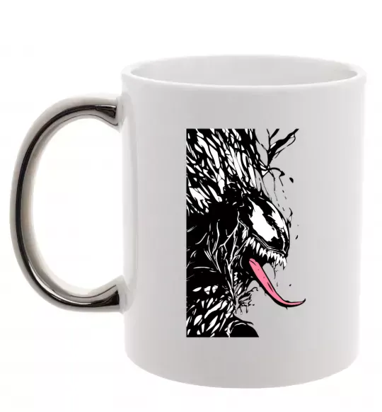 Чашка с цветной ручкой Venom ink марвел Серебро фото