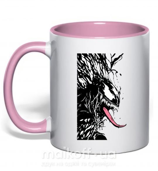 Чашка з кольоровою ручкою Venom ink марвел Ніжно рожевий фото
