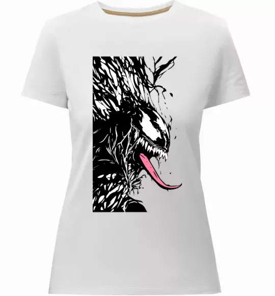 Жіноча преміум футболка Venom ink марвел Білий фото