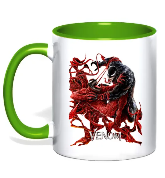 Чашка з кольоровою ручкою Веном карнаж Лаймовий фото