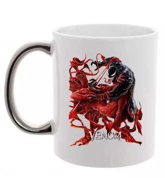 Чашка с цветной ручкой Веном карнаж Серебро фото