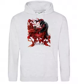 Женская толстовка (худи) Веном карнаж Серый меланж фото