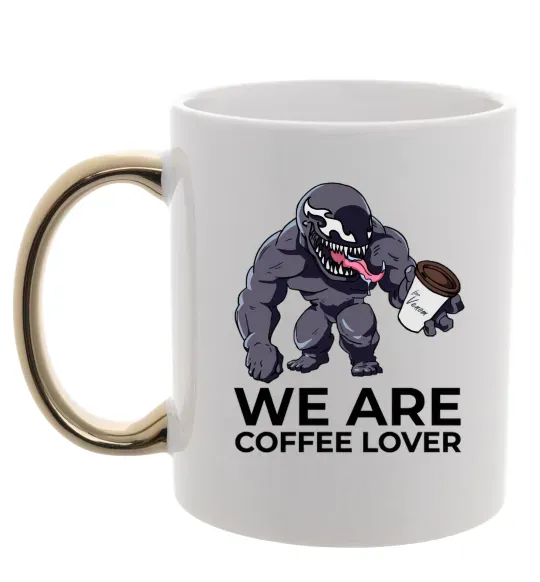 Чашка с цветной ручкой Веном we are coffee lover Золото фото