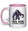 Чашка з кольоровою ручкою Веном we are coffee lover Ніжно рожевий фото