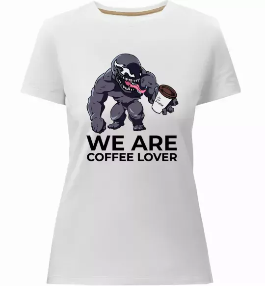 Женская премиум футболка Веном we are coffee lover Белый фото