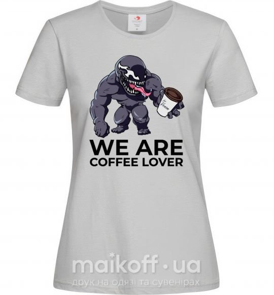 Женская футболка Веном we are coffee lover Серый фото