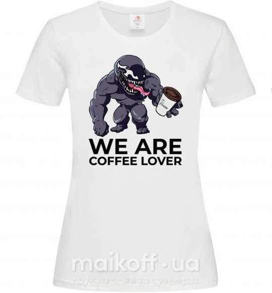 Жіноча футболка Веном we are coffee lover Білий фото