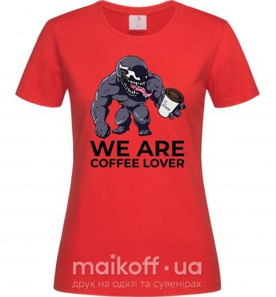 Женская футболка Веном we are coffee lover Красный фото