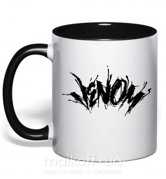 Чашка с цветной ручкой Веном марвел комикс Venom Черный фото