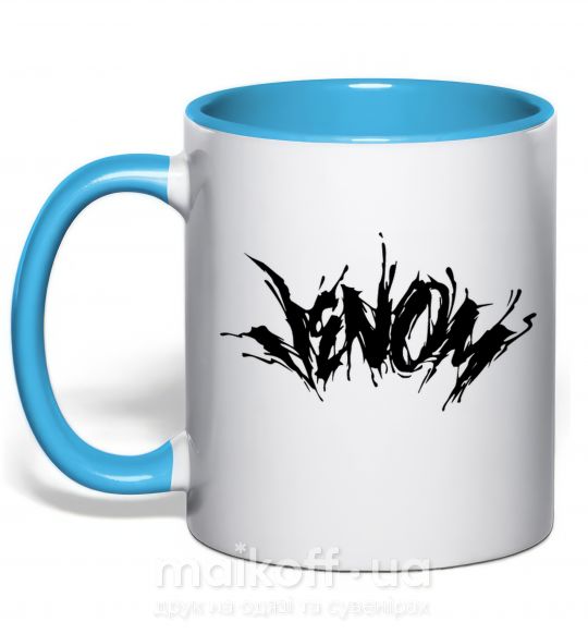 Чашка з кольоровою ручкою Веном марвел комикс Venom Блакитний фото