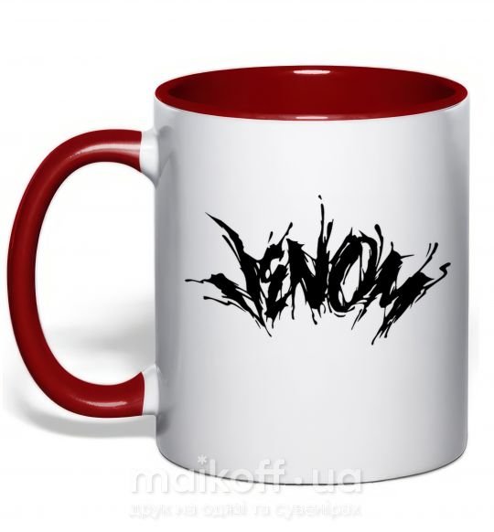 Чашка с цветной ручкой Веном марвел комикс Venom Красный фото