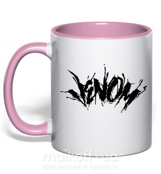 Чашка з кольоровою ручкою Веном марвел комикс Venom Ніжно рожевий фото