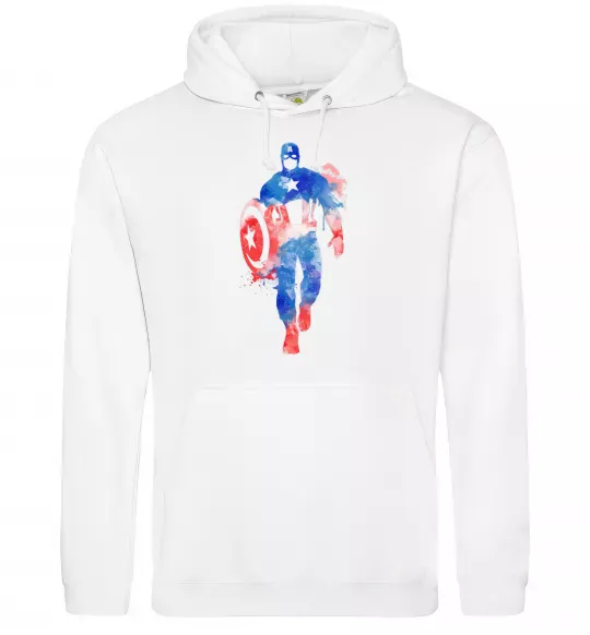 Чоловіча толстовка (худі) Капітан Америка фарба Білий фото