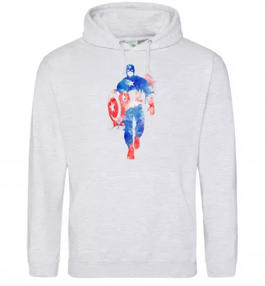 Чоловіча толстовка (худі) Капітан Америка фарба Сірий меланж фото