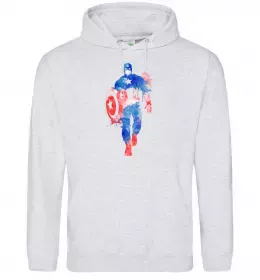 Мужская толстовка (худи) Капітан Америка фарба Серый меланж фото