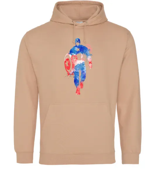 Чоловіча толстовка (худі) Капітан Америка фарба Пісочний фото