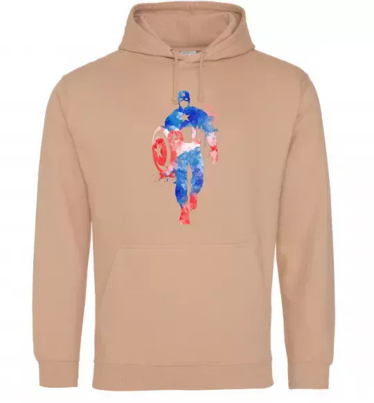 Женская толстовка (худи) Капітан Америка фарба Песочный фото