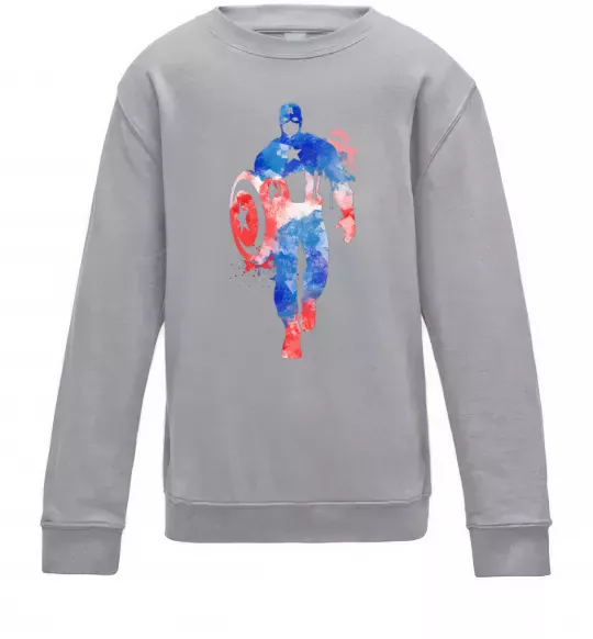 Детский Свитшот Капітан Америка фарба Серый меланж фото