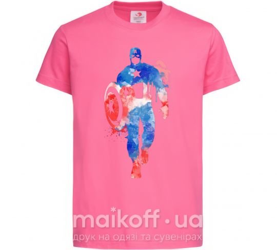 Детская футболка Капитан Америка краска кляксы Ярко-розовый фото