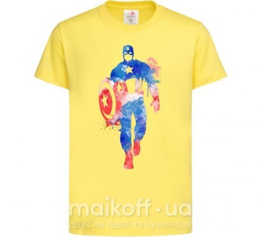 Детская футболка Капитан Америка краска кляксы Лимонный фото