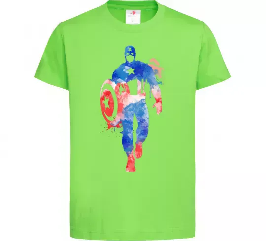 Детская футболка Капітан Америка фарба Лаймовый фото