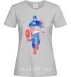 Жіноча футболка Капитан Америка краска кляксы Сірий фото