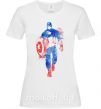 Жіноча футболка Капитан Америка краска кляксы Білий фото