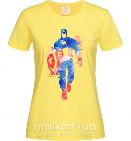 Жіноча футболка Капитан Америка краска кляксы Лимонний фото