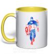 Чашка з кольоровою ручкою Капитан Америка краска кляксы Сонячно жовтий фото