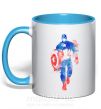 Чашка з кольоровою ручкою Капитан Америка краска кляксы Блакитний фото
