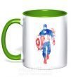 Чашка з кольоровою ручкою Капитан Америка краска кляксы Зелений фото