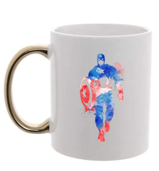 Чашка с цветной ручкой Капітан Америка фарба Золото фото