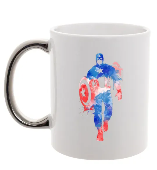 Чашка с цветной ручкой Капітан Америка фарба Серебро фото