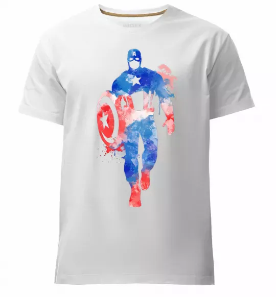 Мужская премиум футболка Капітан Америка фарба Белый фото