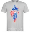 Чоловіча футболка Капитан Америка краска кляксы Сірий фото