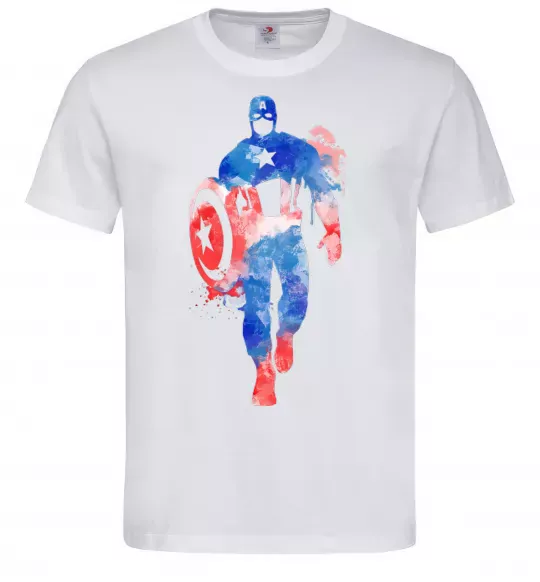 Чоловіча футболка Капітан Америка фарба Білий фото