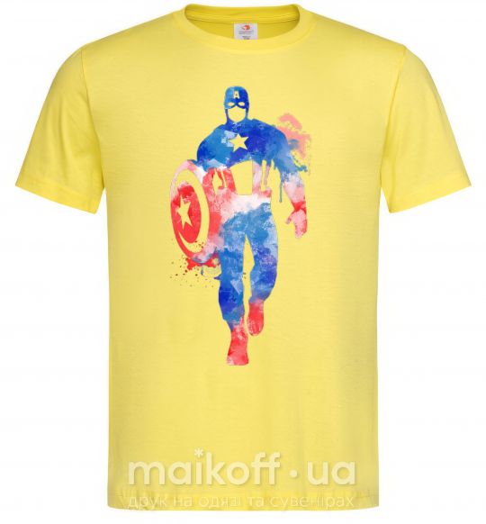 Мужская футболка Капитан Америка краска кляксы Лимонный фото