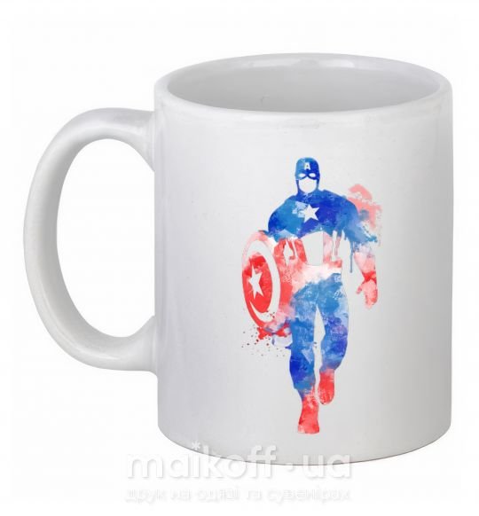 Чашка керамическая Капитан Америка краска кляксы Белый фото