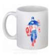 Чашка керамічна Капитан Америка краска кляксы Білий фото