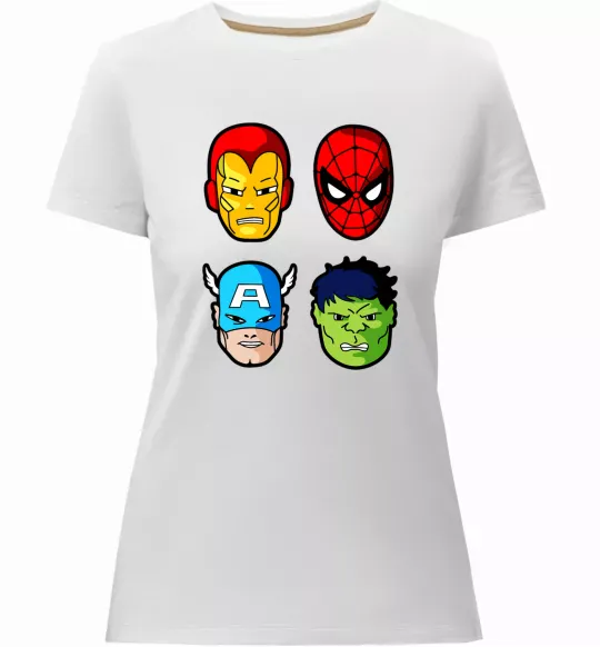 Женская премиум футболка Марвел герої Белый фото