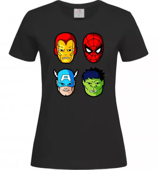 Женская футболка Марвел герої Черный фото