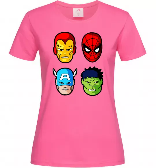 Женская футболка Марвел герої Ярко-розовый фото