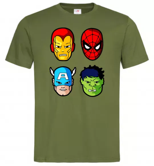 Чоловіча футболка Марвел герої Оливковий фото