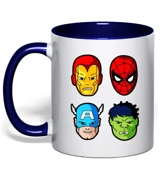 Чашка с цветной ручкой Марвел герої Глубокий темно-синий фото